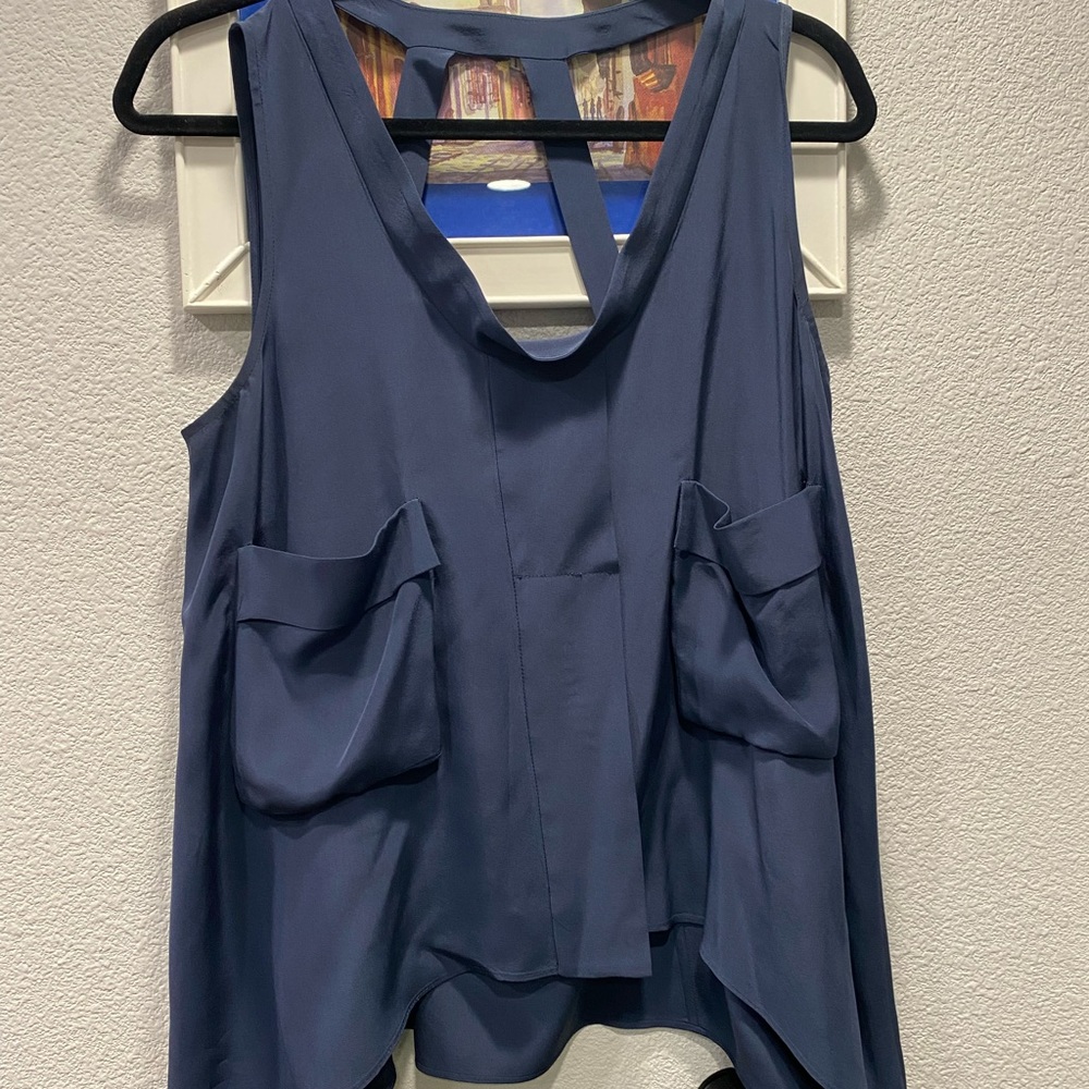 A beautiful navy blue blouse.